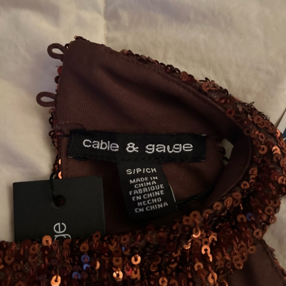Brown Sparkly Cable and Guage shirt size S - Picture 3 of 4